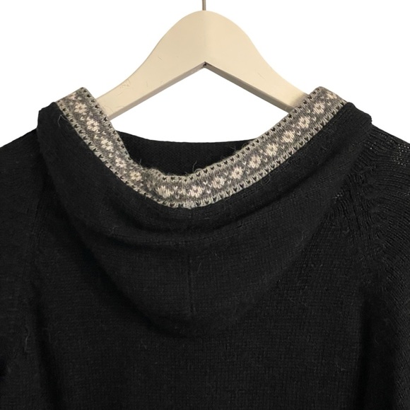 The Alpaca Connection Sweater Women Size Small Black Wool Hooded Fringe - Picture 8 of 8